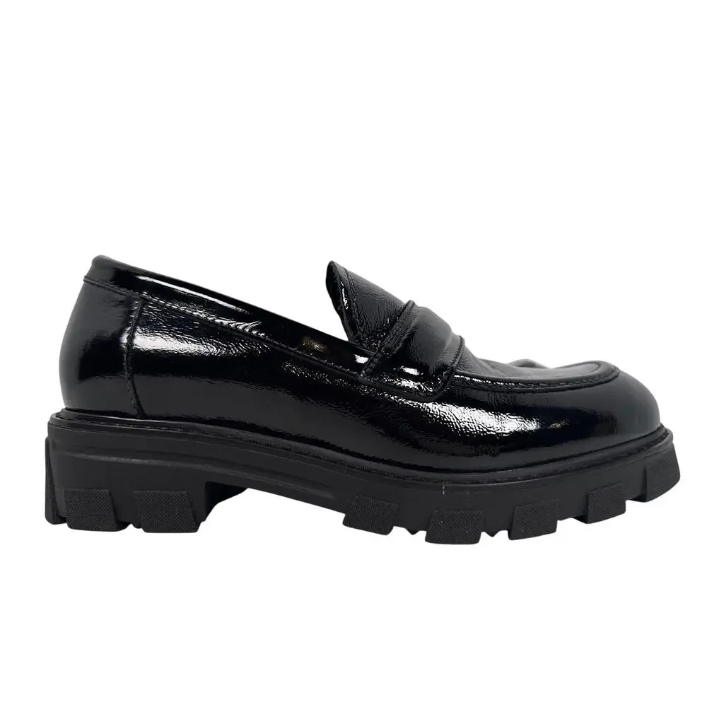 La Canadienne Douglas Platform Loafer Womens 10 M‎ Black Patent Leather